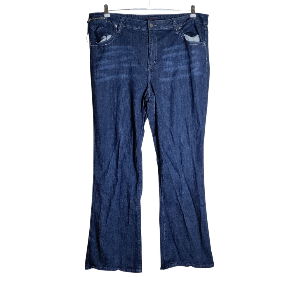 Gitano Womens Plus Size 22 Dark Wash Bootcut‎ Denim Jeans Zipper Back Pockets